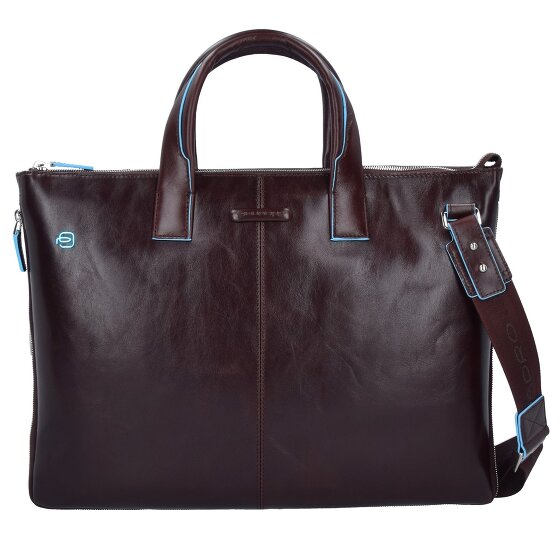 Piquadro Blauwe vierkante aktetas Leer 42 cm Laptop compartiment