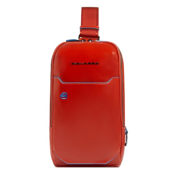 Piquadro Blauwe vierkante schoudertas leer 28 cm