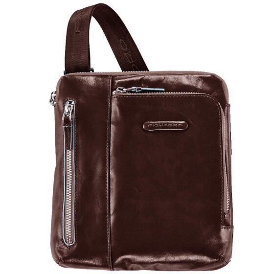 Piquadro Blauwe vierkante schoudertas leer 21 cm