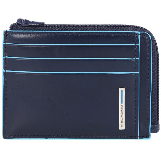 Piquadro Blauw vierkant creditcard etui RFID leer 11 cm