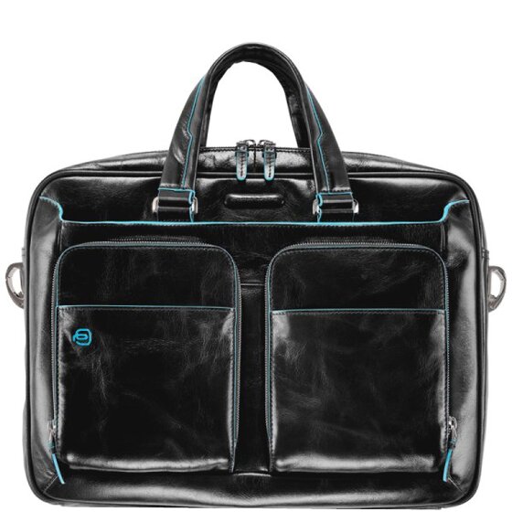 Piquadro Blauwe Square Briefcase III Leder 39 cm Laptopcompartiment