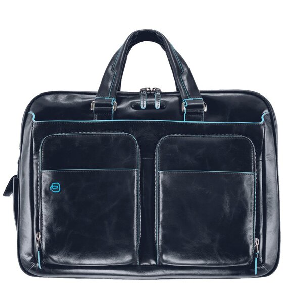 Piquadro Blauwe vierkante aktetas Leer 41 cm Laptopvak