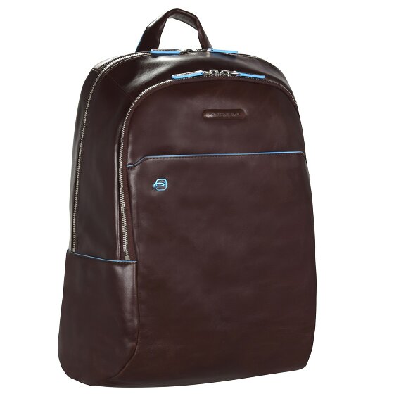Piquadro Blauwe vierkante rugzak leer 39 cm Laptopvak