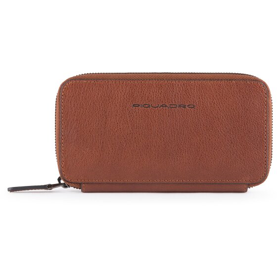 Piquadro Zwart Vierkant Mobiel Tasje Leer 17 cm