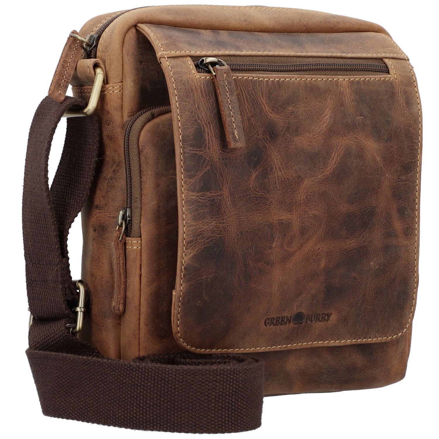 Greenburry Vintage Schoudertas Leer 20 cm brown Bagage24