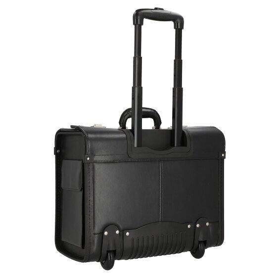 Dermata 2-wiel lederen pilotentrolley 45,5 cm laptopvak