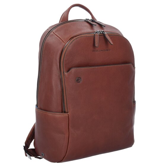 Piquadro Zwart Vierkante Rugzak Leder 39 cm Laptopcompartiment