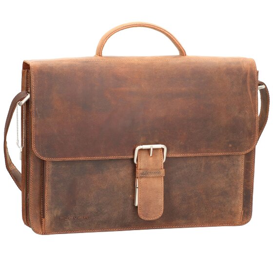 Plevier Retro Darwin Koffer Leer 41 cm Laptop compartiment