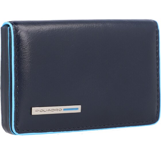 Piquadro Blauw vierkant etui voor visitekaartjes leer 10 cm