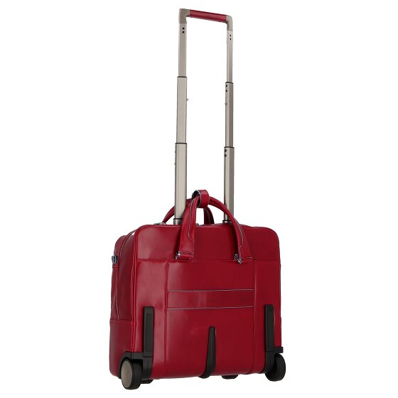 Piquadro Blauwe vierkante 2-wiel Business Trolley Leer 36 cm Laptopcompartiment
