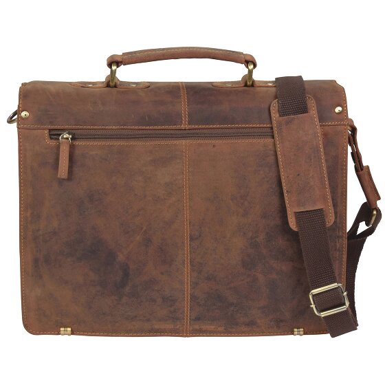 Greenburry Vintage aktetas leer 38 cm met 2 hoofdcompartimenten