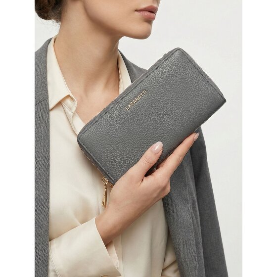 Lazarotti Bologna Leer XL Dubbele Zip-Around Portemonnee RFID Leer 20 cm