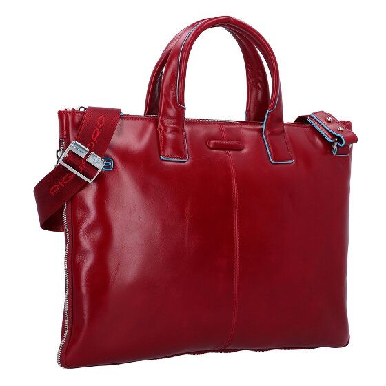 Piquadro Blauwe vierkante aktetas Leer 42 cm Laptop compartiment