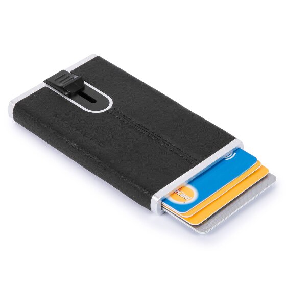 Piquadro Zwart Vierkant Creditcardetui RFID Leer 6 cm