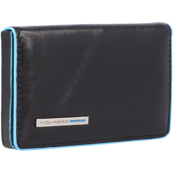 Piquadro Blauw vierkant etui voor visitekaartjes leer 10 cm