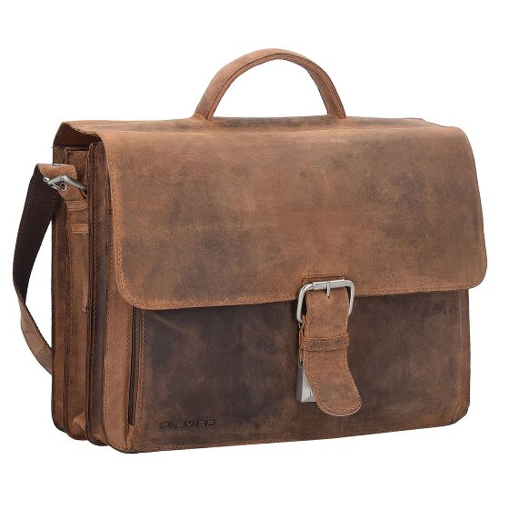 Plevier Retro Newton Koffer Leer 41 cm Laptop compartiment