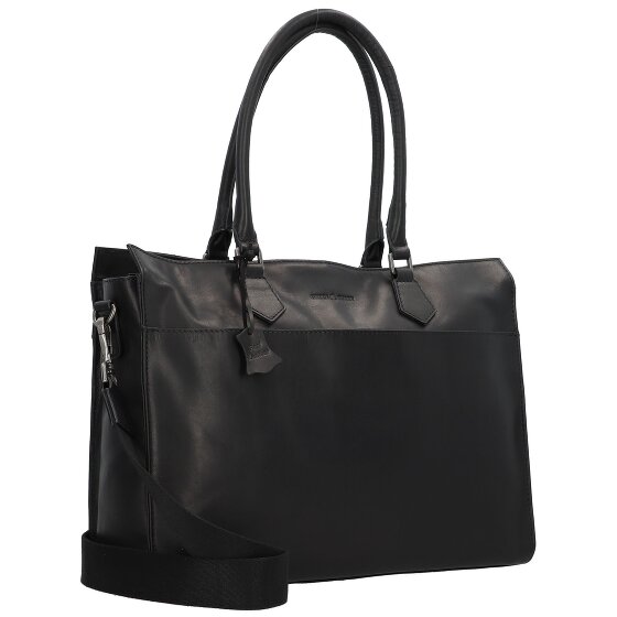 Greenburry Pure Black Schoudertas Leer 40 cm Laptop compartiment
