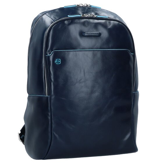 Piquadro Blauwe vierkante rugzak Leer 43 cm Laptopvak
