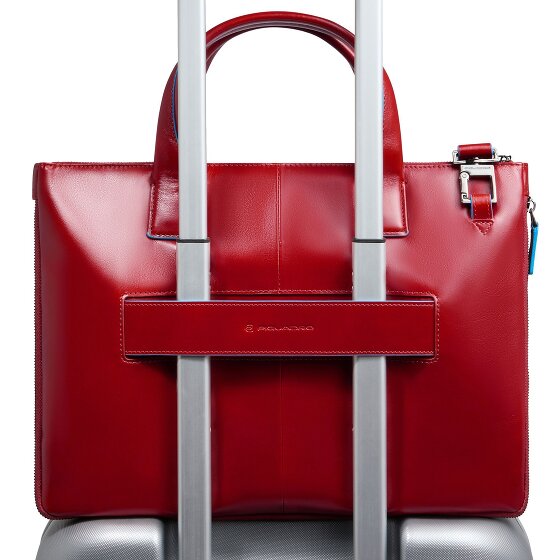 Piquadro Blue Square Shopper Tas Leer 38 cm Laptop compartiment met uitbreidingsplooi