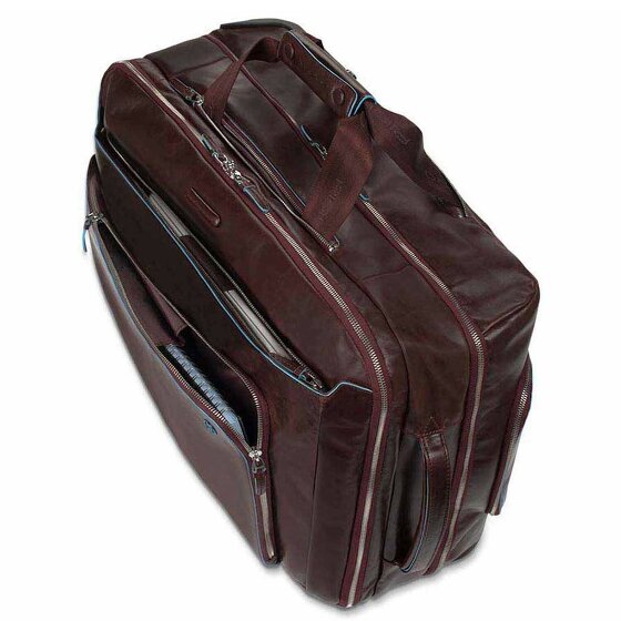 Piquadro Blauwe vierkante 2-wiel Business Trolley Leer 51 cm Laptopcompartiment
