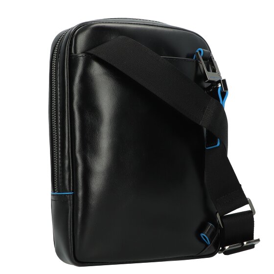 Piquadro Blauwe Vierkante Schoudertas Leer 22 cm