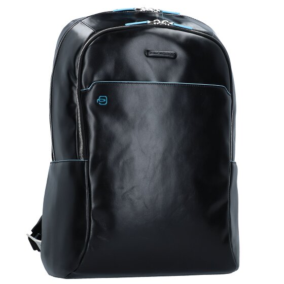 Piquadro Blauwe vierkante rugzak Leer 43 cm Laptopvak