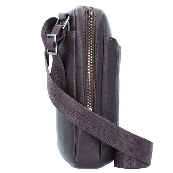 Piquadro Zwarte vierkante schoudertas leer 17 cm