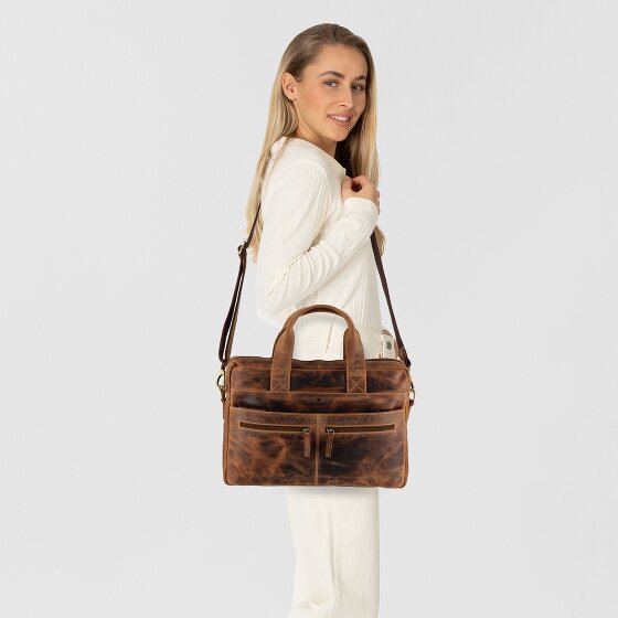 Greenburry Vintage Koffer Leer 38 cm Laptop compartiment