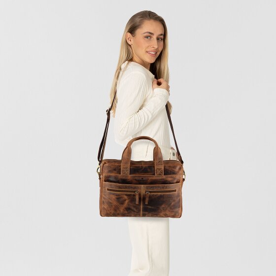 Greenburry Vintage Koffer Leer 38 cm Laptop compartiment