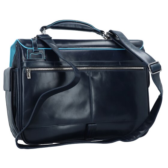 Piquadro Blauwe vierkante aktetas Leer 43 cm Laptopcompartiment