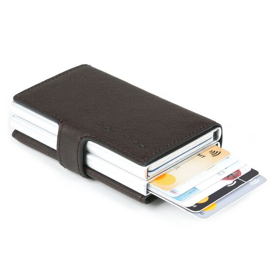 Piquadro Blauw Vierkant Creditcardetui RFID Leer 7 cm