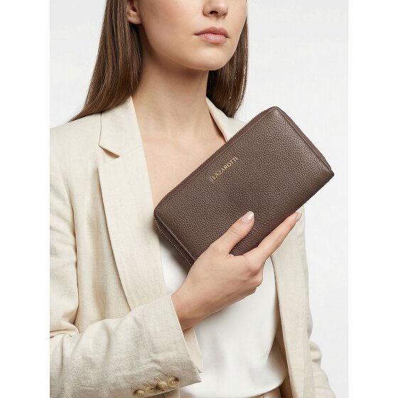Lazarotti Bologna Leather XL portemonnee met dubbele ritssluiting rondom, RFID-bescherming, leer, 20 cm