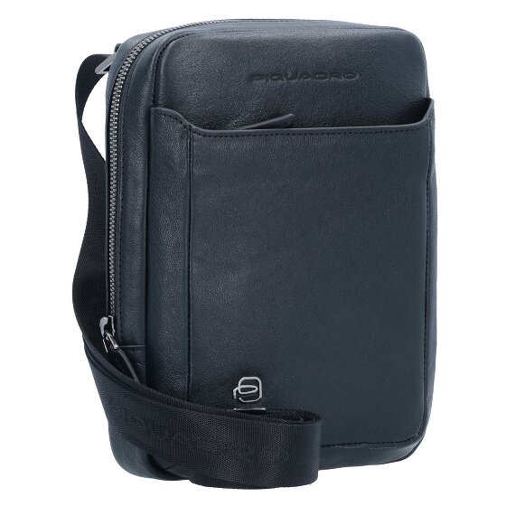 Piquadro Zwarte vierkante schoudertas leer 17 cm