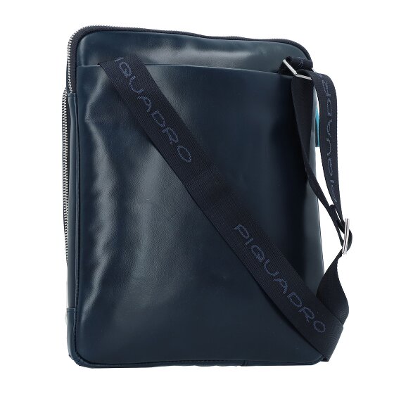 Piquadro Blauwe vierkante schoudertas leer 21 cm
