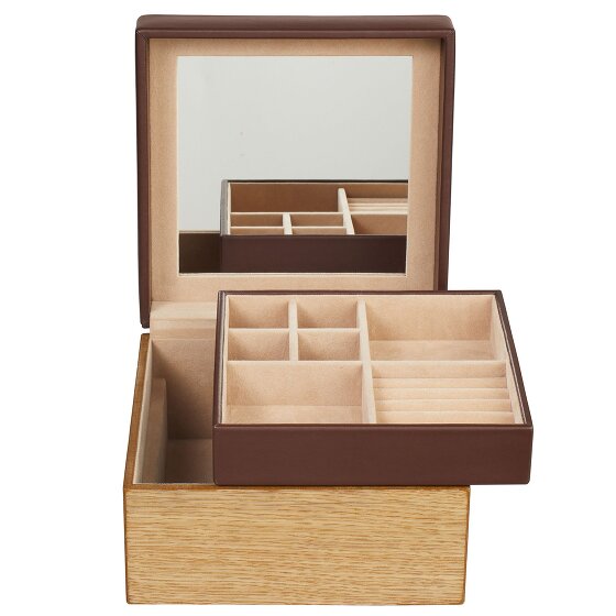 Windrose Houten juwelenkistje leer 18 cm