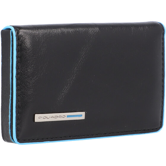 Piquadro Blauw vierkant etui voor visitekaartjes leer 10 cm