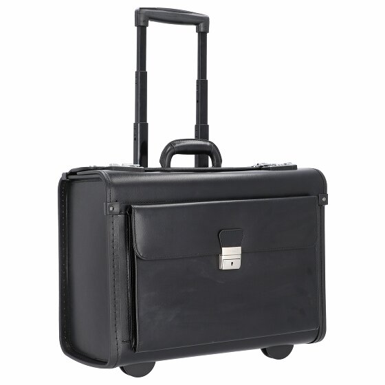 Alassio Leren pilotenkoffer met 2 wielen en 48 cm laptopvak