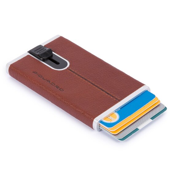 Piquadro Zwart Vierkant Creditcardetui RFID Leer 6 cm