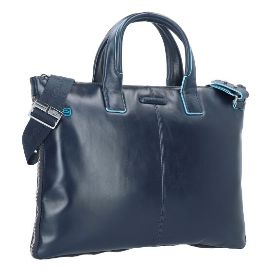 Piquadro Blauwe vierkante aktetas Leer 42 cm Laptop compartiment