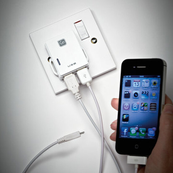 Go Travel Dubbele USB oplader voor Micro USB + Apple apparaten UK