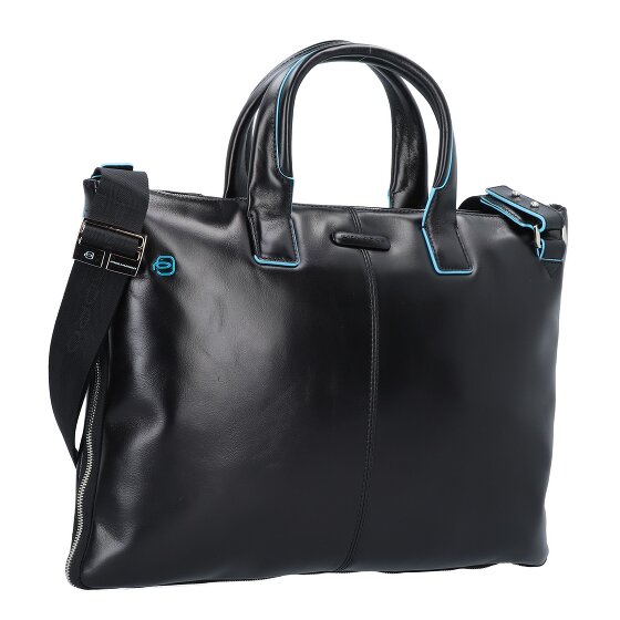 Piquadro Blauwe vierkante aktetas Leer 42 cm Laptop compartiment