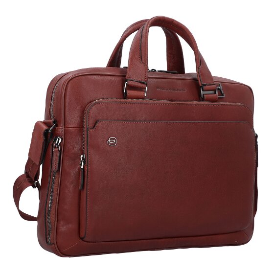 Piquadro Zwarte vierkante aktetas Leer 40 cm Laptopcompartiment