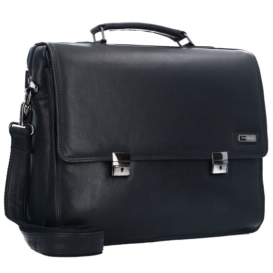 Greenland Nature Zwarte Nappa aktetas Leer 40 cm Laptopcompartiment