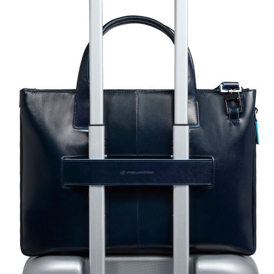 Piquadro Blue Square Shopper Tas Leer 38 cm Laptop compartiment met uitbreidingsplooi