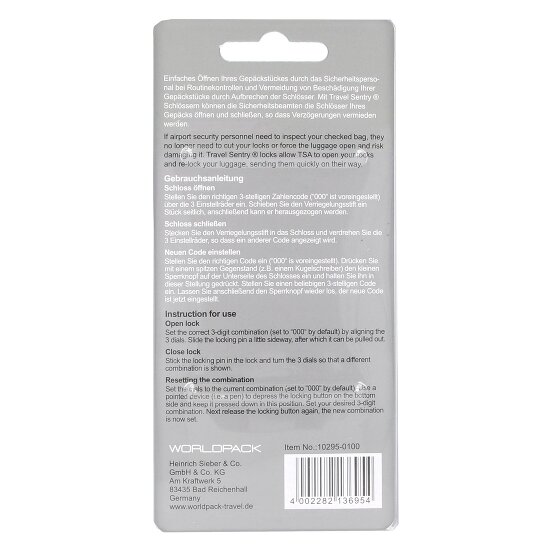 Worldpack Reiseaccessoires Bagageslot met cijferslot 9.5 cm Worldpack Reiseaccessoires Bagageslot met cijferslot 9.5 cm