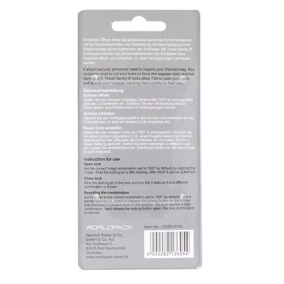Worldpack Reiseaccessoires Bagageslot met cijferslot 9.5 cm