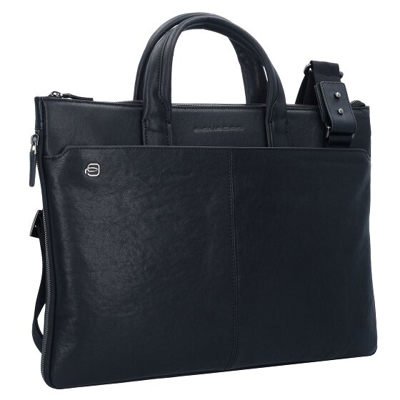 Piquadro Zwarte vierkante aktetas Leer 42 cm Laptopvak