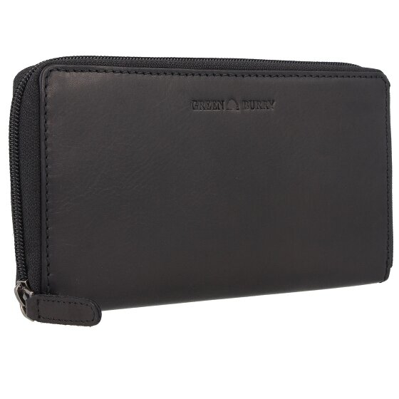 Greenburry Pure Black Portemonnee RFID-bescherming Leer 19.5 cm