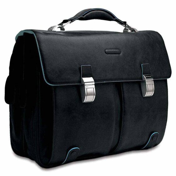 Piquadro Blauwe vierkante aktetas Leer 43 cm Laptopcompartiment
