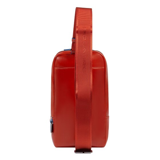 Piquadro Blauwe vierkante schoudertas leer 28 cm